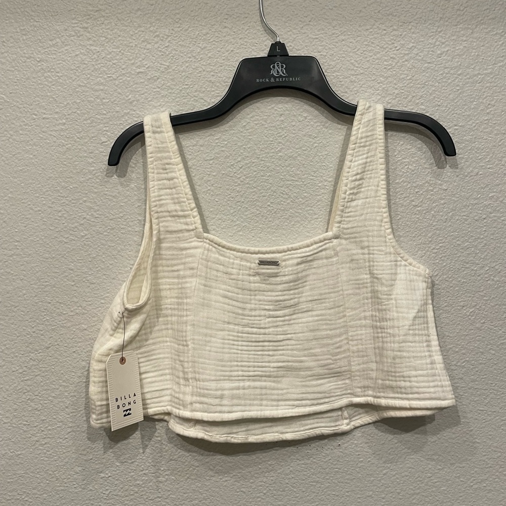 ๐ NWT Billabong White Sleeveless Crop Tank Top - Picture 3 of 4